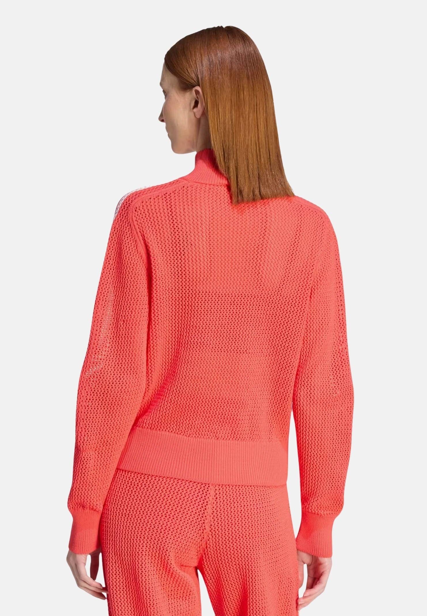 ADIDAS ORIGINALS felpa con zip Knitted Crochet Firebird Track Top Semi Lucid Red rosso donna. KC6495 . ADIDAS ORIGINALS 
