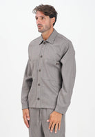 I'M BRIAN Camicia tortora da uomo con applicazione logo CA3449 TOR I'M BRIAN 