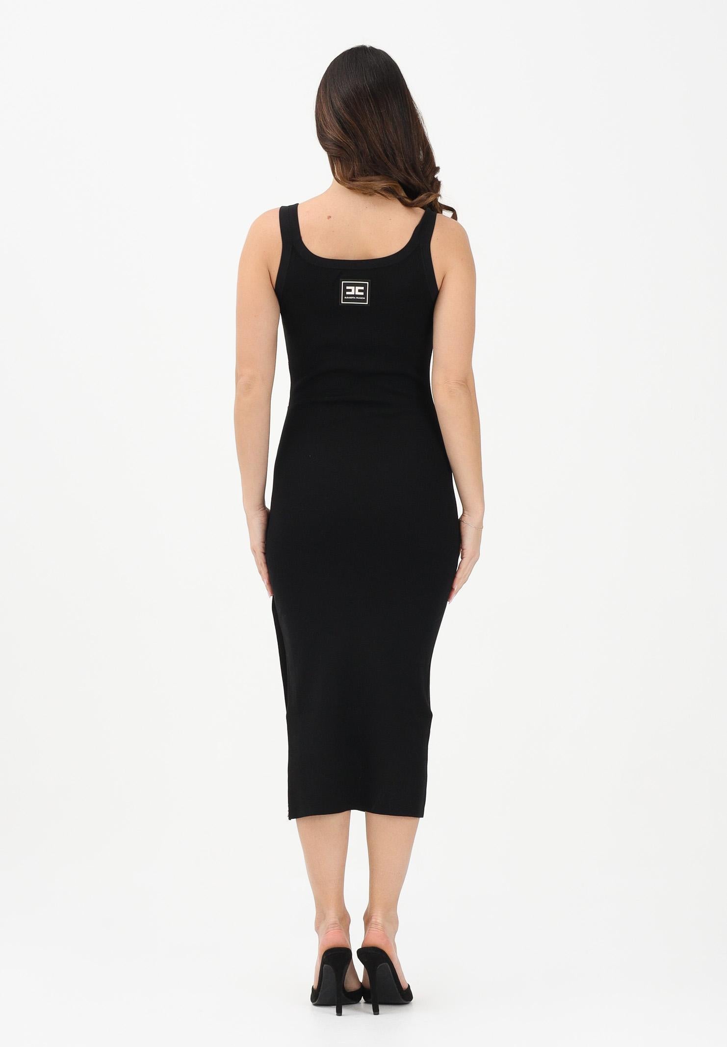 ELISABETTA FRANCHI Abito midi in maglia nero da donna con bande a contrasto AM03S61E2 685 ELISABETTA FRANCHI 