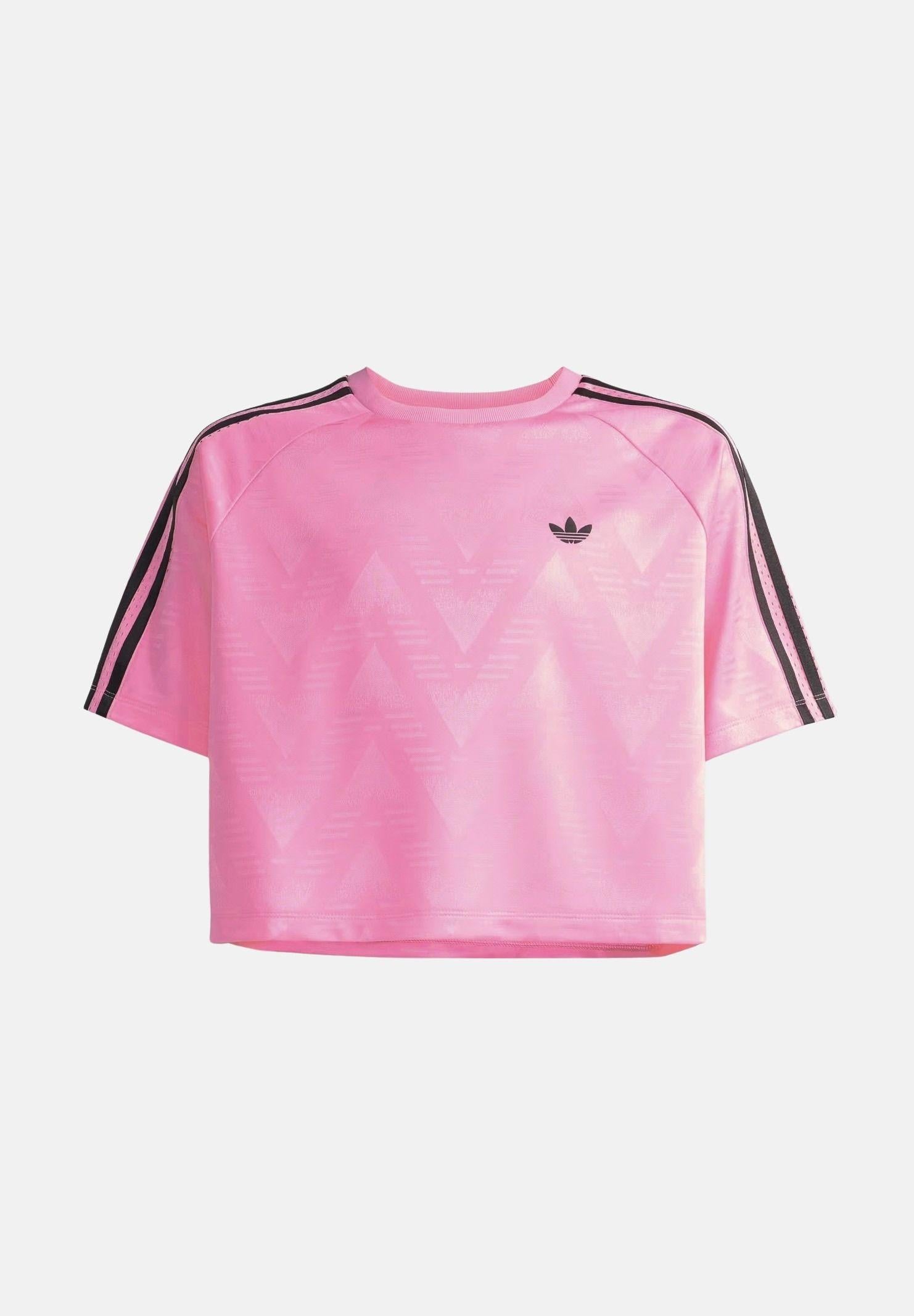 ADIDAS ORIGINALS T-shirt a manica corta Loose Boxy Jacquard rosa da bambina KD7832 . ADIDAS ORIGINALS 