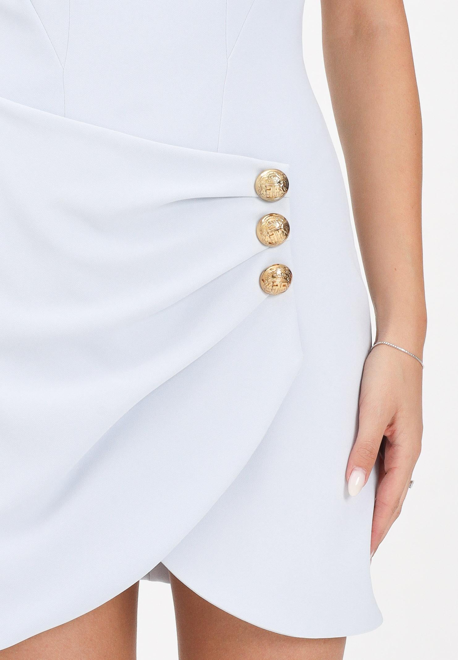 ELISABETTA FRANCHI Abito corto ghiaccio da donna con bottoni gioiello AB79856E2 EA7 ELISABETTA FRANCHI 