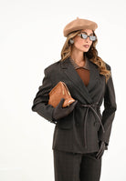 VICOLO Giacca over marrone da donna con fondo a taglio vivo TF0132 FFMO VICOLO 