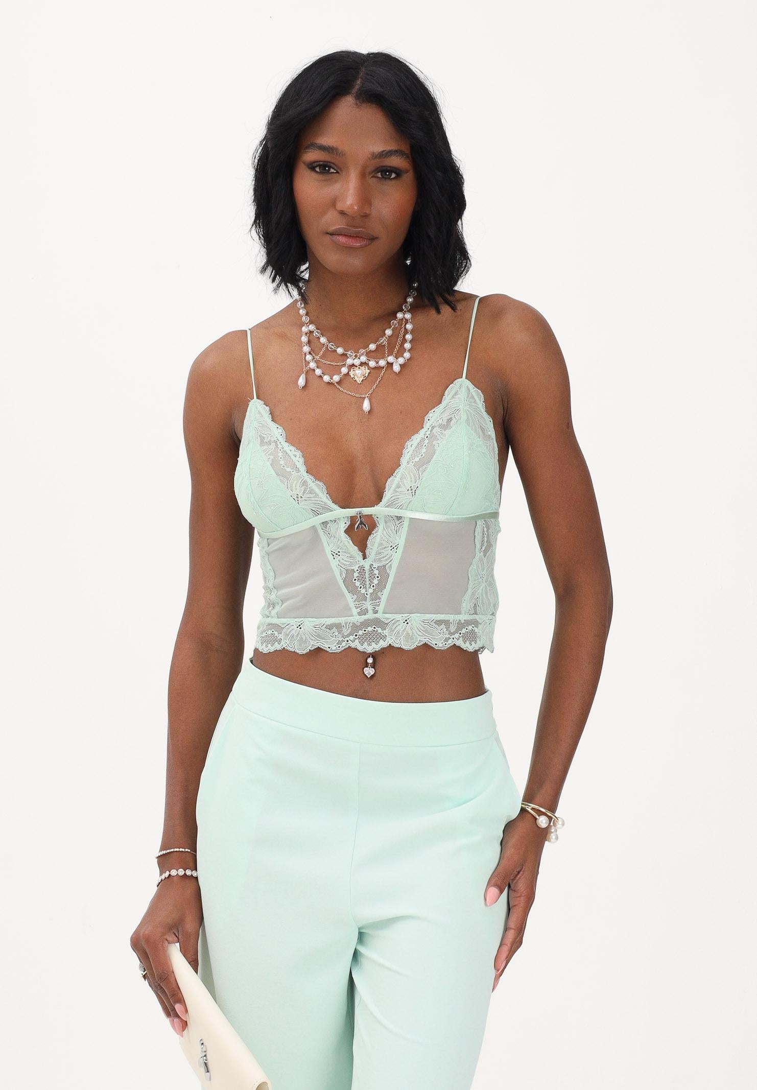 PATRIZIA PEPE Bralette verde acqua da donna in tulle e pizzo 2I0144A602 G632 PATRIZIA PEPE 