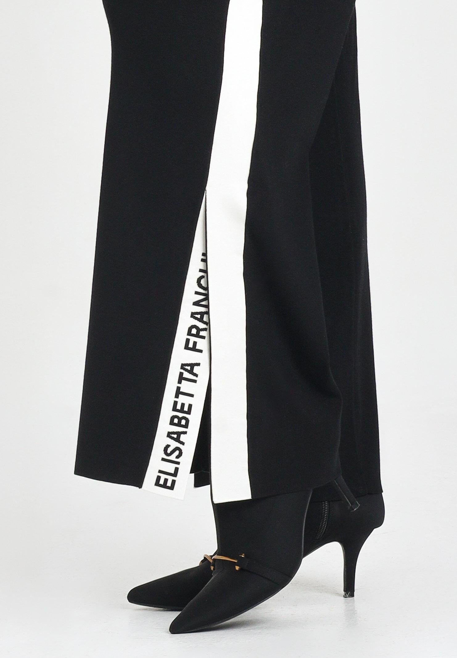 ELISABETTA FRANCHI Pantalone in maglia nero da donna con bande lucide<BR/> KP69S56E2 EF3 ELISABETTA FRANCHI 