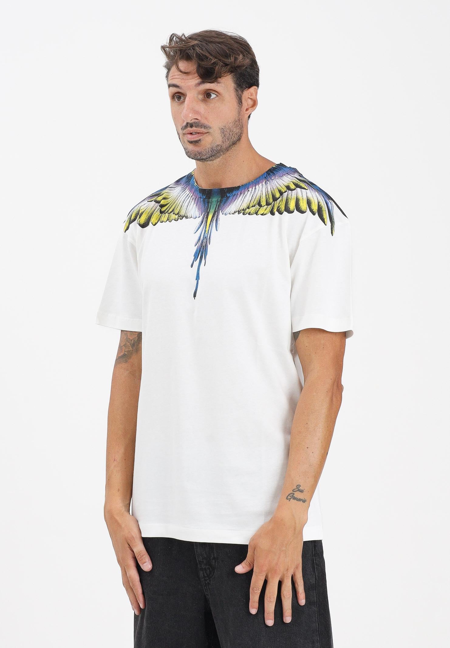 MARCELO BURLON COUNTY OF MILAN T-shirt a manica corta bianca da uomo caratterizzata dalla stampa di grandi ali F5CAMATH029 013 MARCELO BURLON COUNTY OF MILAN 