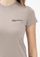 KARL LAGERFELD T-shirt a manica corta beige da donna decorata con il logo "Karl Lagerfeld Jeans" KLA1W17004 1JH KARL LAGERFELD 