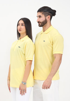 LACOSTE Polo a manica corta gialla per uomo e donna con patch logo coccodrilo 1212 107 LACOSTE 