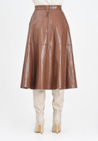 ELISABETTA FRANCHI Gonna midi cammello da donna con dettagli logo<BR/><BR/> GO13656E2 EC1 ELISABETTA FRANCHI 