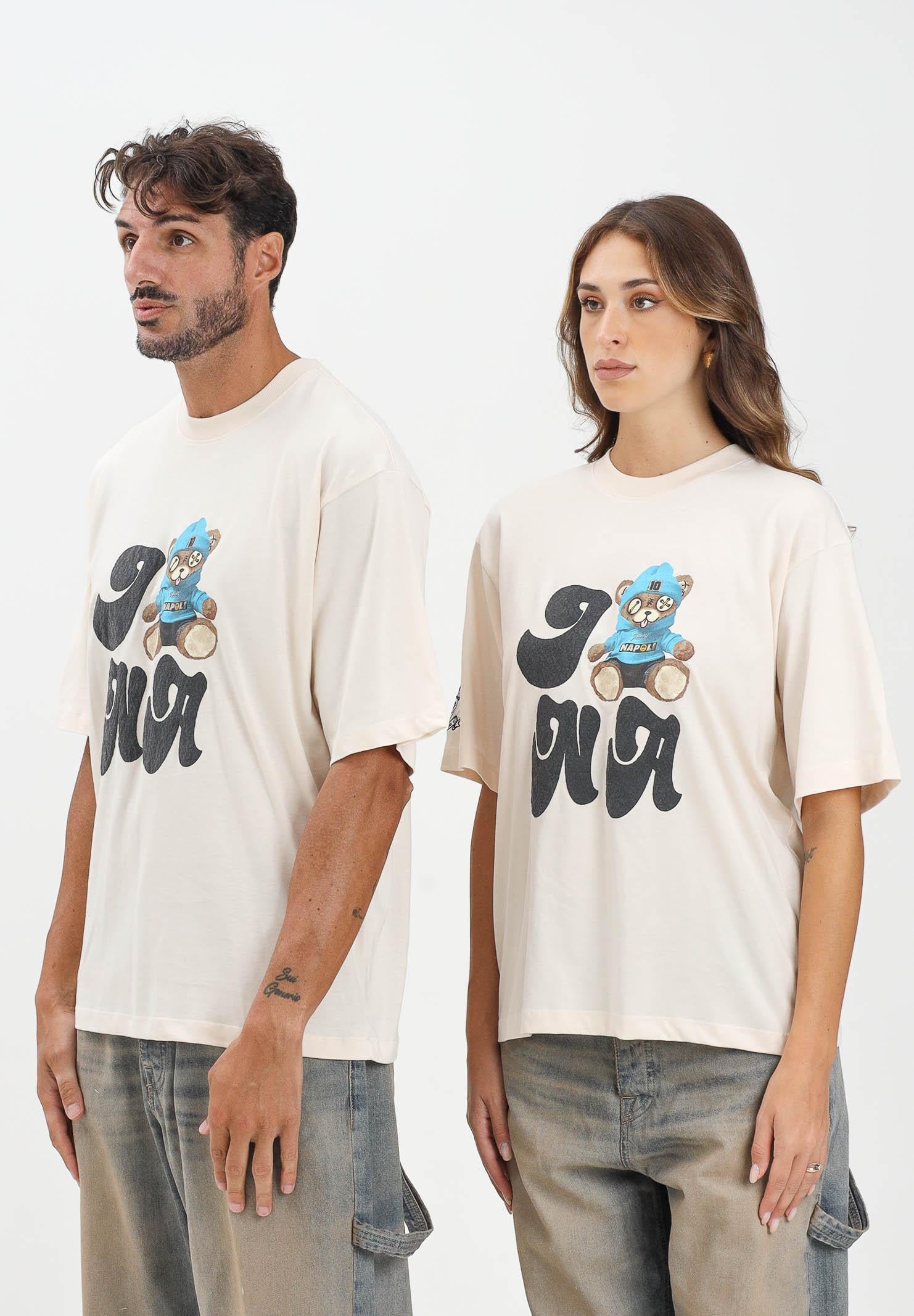 BARROW T-shirt a manica corta crema per uomo e donna con stampa Napoli F5BWUATH076 013 BARROW 