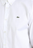 LACOSTE Camicia a manica lunga bianca da uomo con patch logo CH2933 001. LACOSTE 