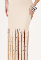 PATRIZIA PEPE Abito lungo panna da donna con frange 8A1653K324 W409 PATRIZIA PEPE 