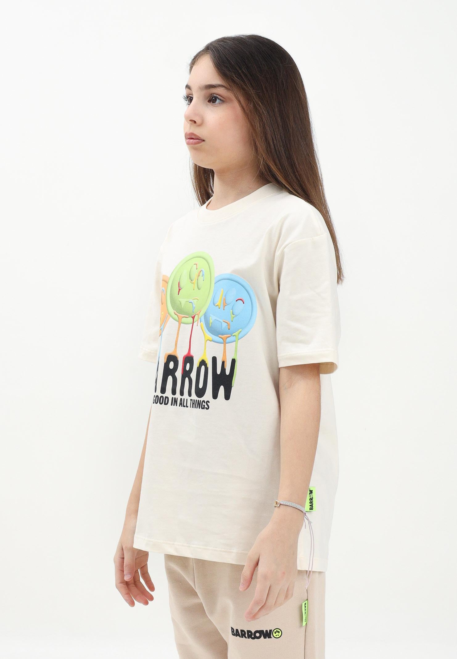 BARROW T-shirt a manica corta beige per donna, ragazzi e bambini con stampa S5BKJUTH068 013 BARROW 