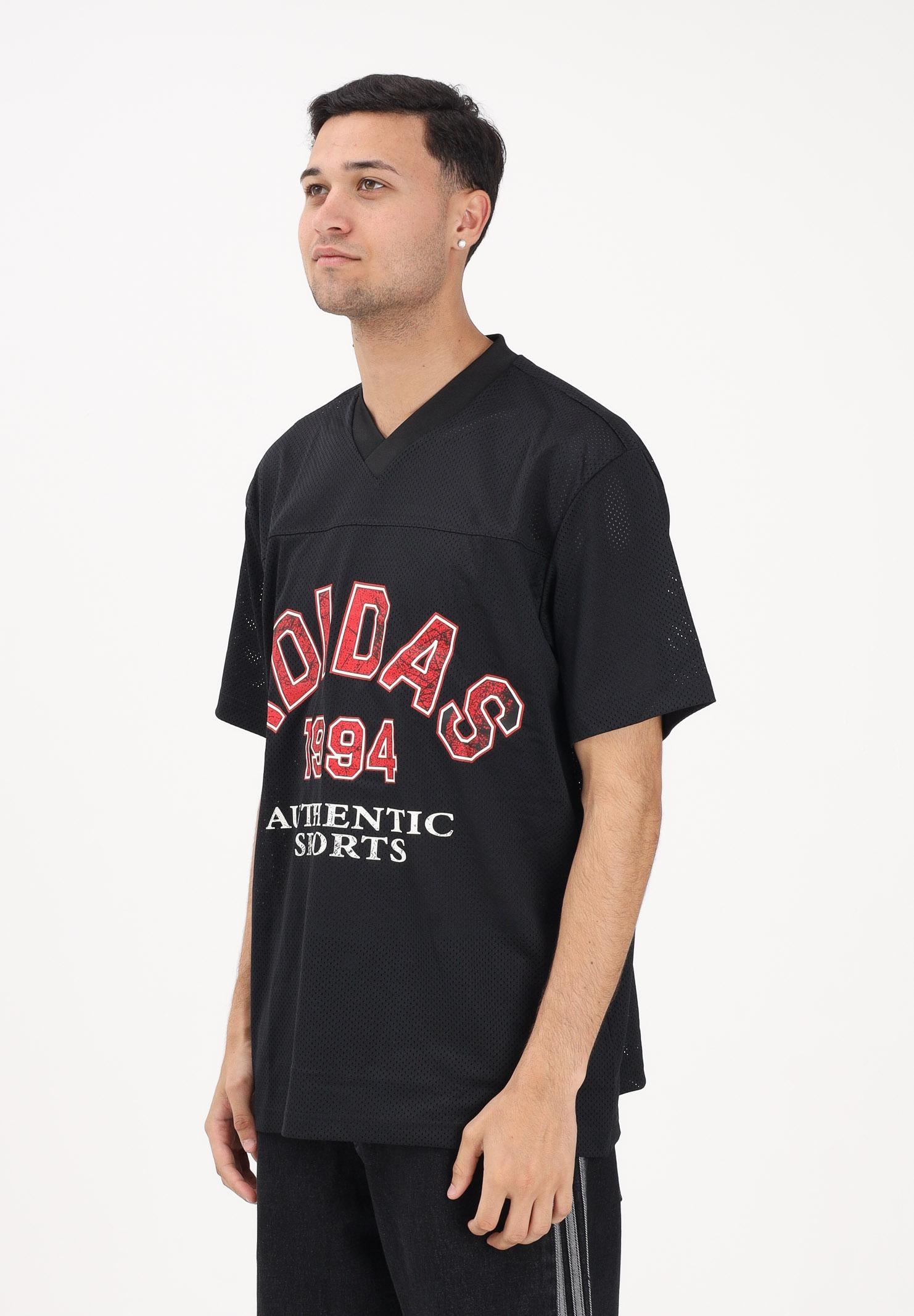 ADIDAS ORIGINALS T-shirt a manica corta JERSEY VARSITY FOOTBALL nera da uomo KD0523 . ADIDAS ORIGINALS 