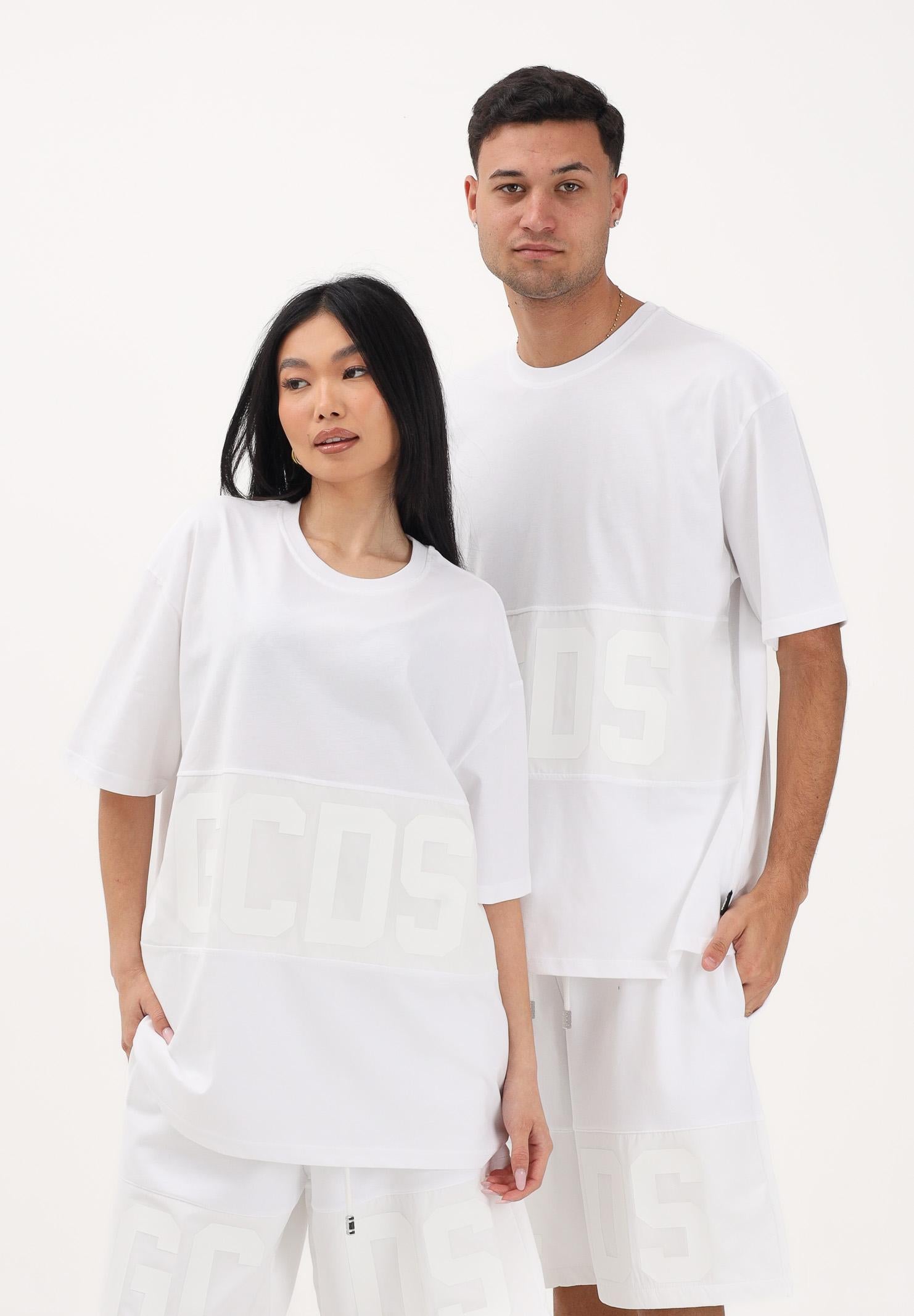 GCDS T-shirt a manica corta bianca per uomo e donna con logo Z0MLQC109J101 100A GCDS 