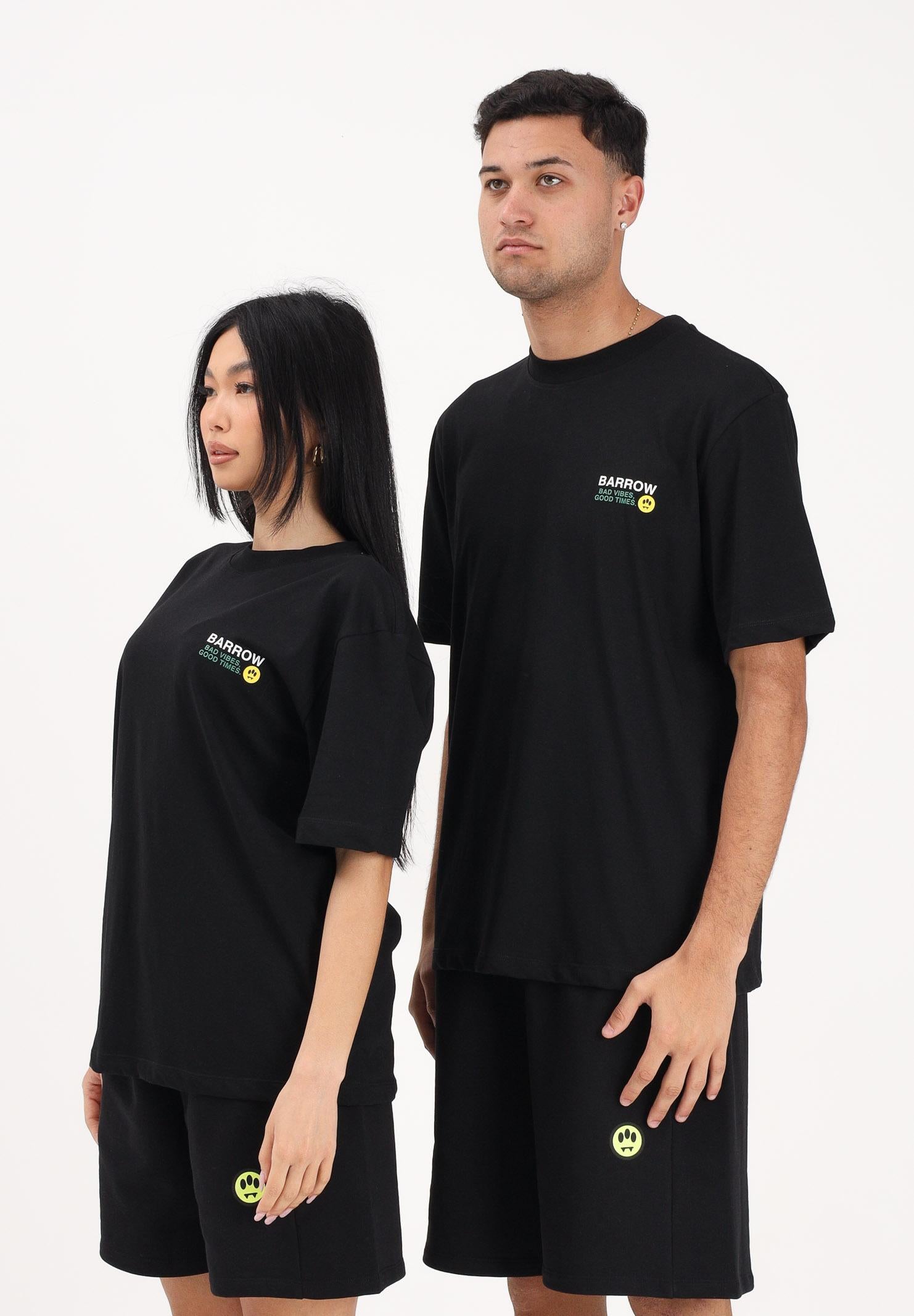 BARROW T-shirt a manica corta nera per uomo e donna con maxi stampa sul retro S6BWUATH086 110 BARROW 