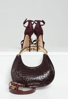 ELISABETTA FRANCHI Borsa a mano bordeaux da donna con stampa cocco BS29A56E2 EA4 ELISABETTA FRANCHI 