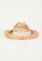 LUNATIQUE Cappello in paglia da donna con lavorazione traforata e fiocco NADYRA BEIGE LUNATIQUE 