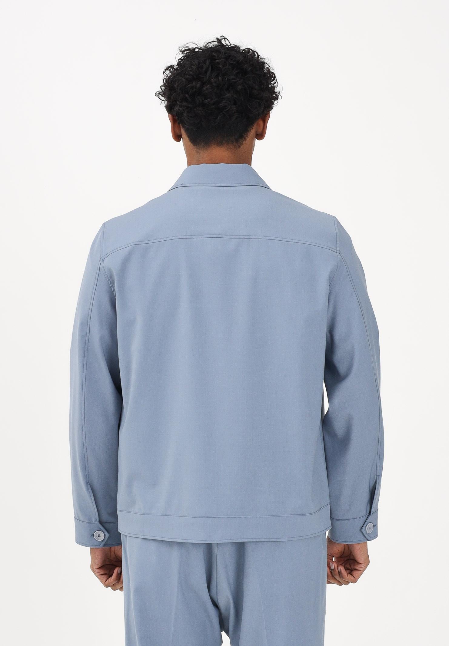 I'M BRIAN Camicia a manica lunga indaco da uomo con tasche GIU3670 IN I'M BRIAN 