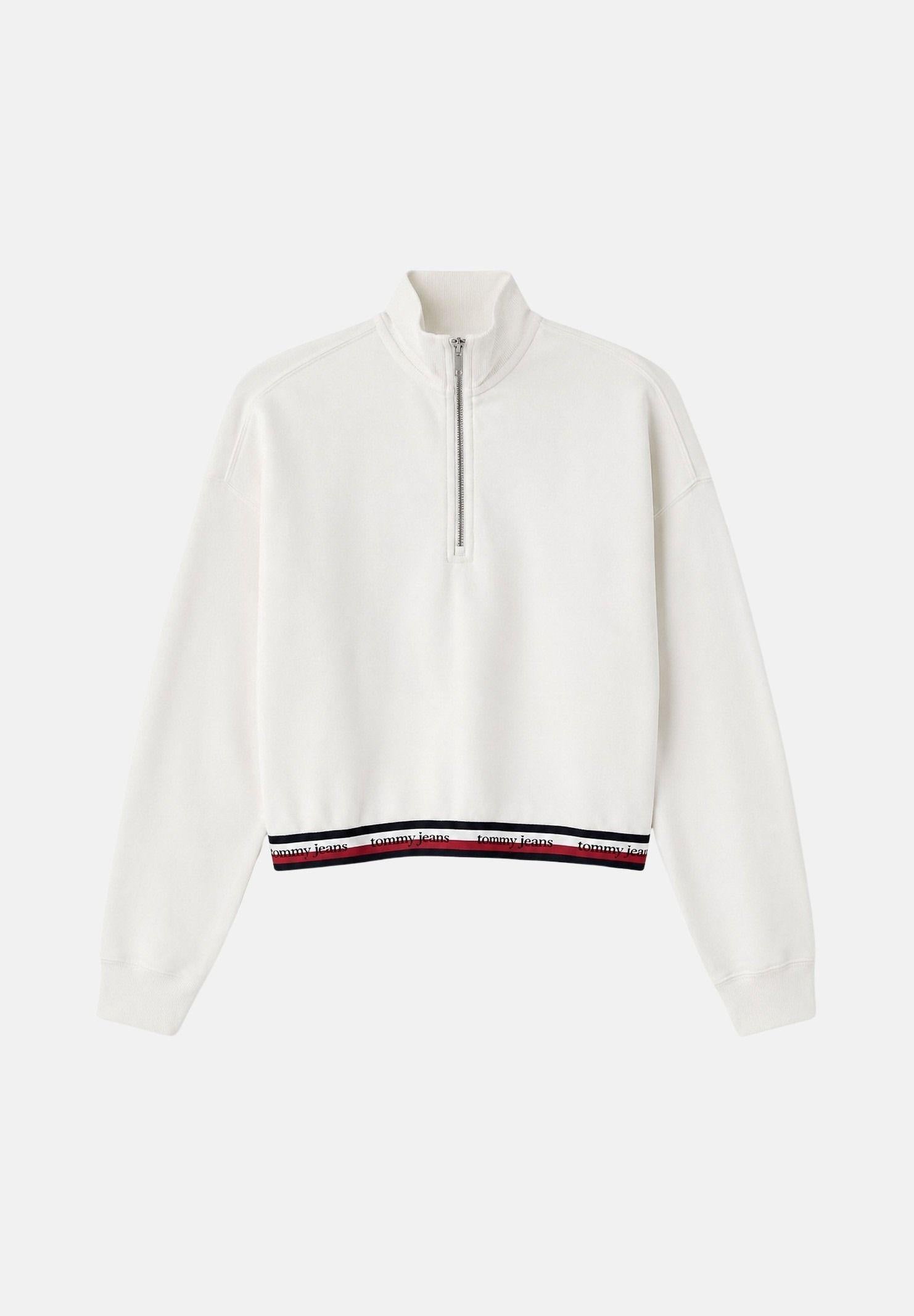 TOMMY JEANS felpa Boxy Quarter-Zip color Ecru, bianco, da donna DW0DW23144 YBL TOMMY JEANS 