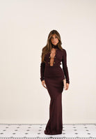 ELISABETTA FRANCHI Abito lungo bordeaux da donna con gemelli gioiello AM29S57E2 EA4 ELISABETTA FRANCHI 