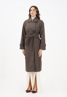 ONLY Cappotto lungo doppiopetto marrone da donna con motivo a spina di pesce 15353049 SealBrown ONLY 