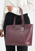 ARMANI EXCHANGE Shopper a spalla bordeaux da donna con logo all-over XW001481AF15774 UA343 ARMANI EXCHANGE 