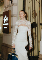 SANTAS Abito midi CHARME in pizzo panna da donna PV2602 PA SANTAS 