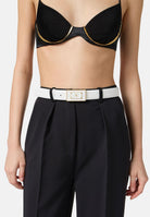 ELISABETTA FRANCHI Cintura avorio da donna con placca logo<BR/> CT78S56E2 360 ELISABETTA FRANCHI 