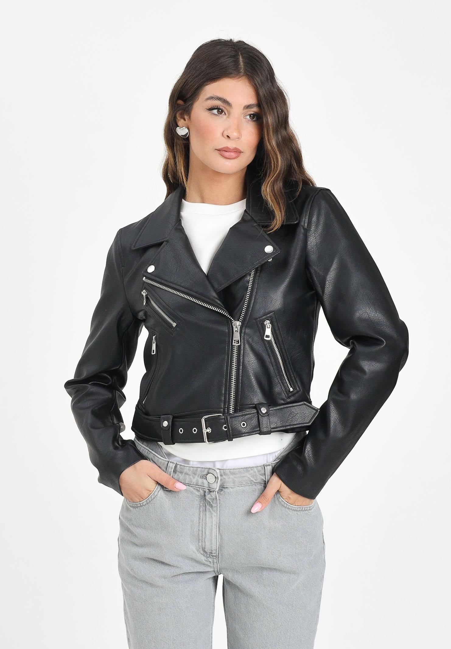 ONLY Giubbotto in Ecopelle Nera Donna - Stile Biker