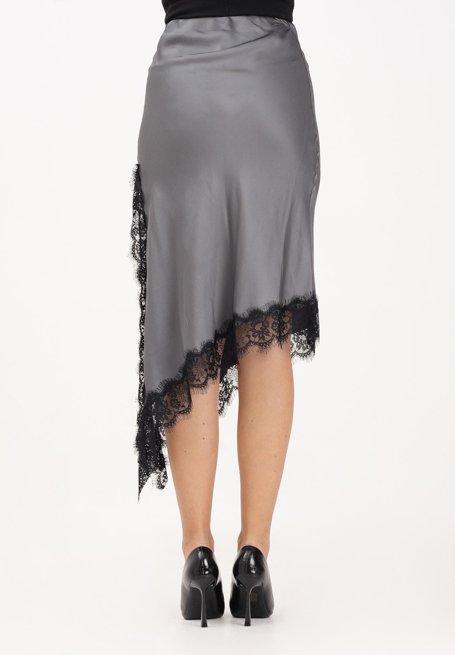 VICOLO Gonna midi grigia da donna con profilo in pizzo nero TF0995 NE VICOLO 