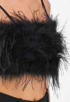 PINKO Top elegante nero da donna con piume 105576A2SO Z99 PINKO 