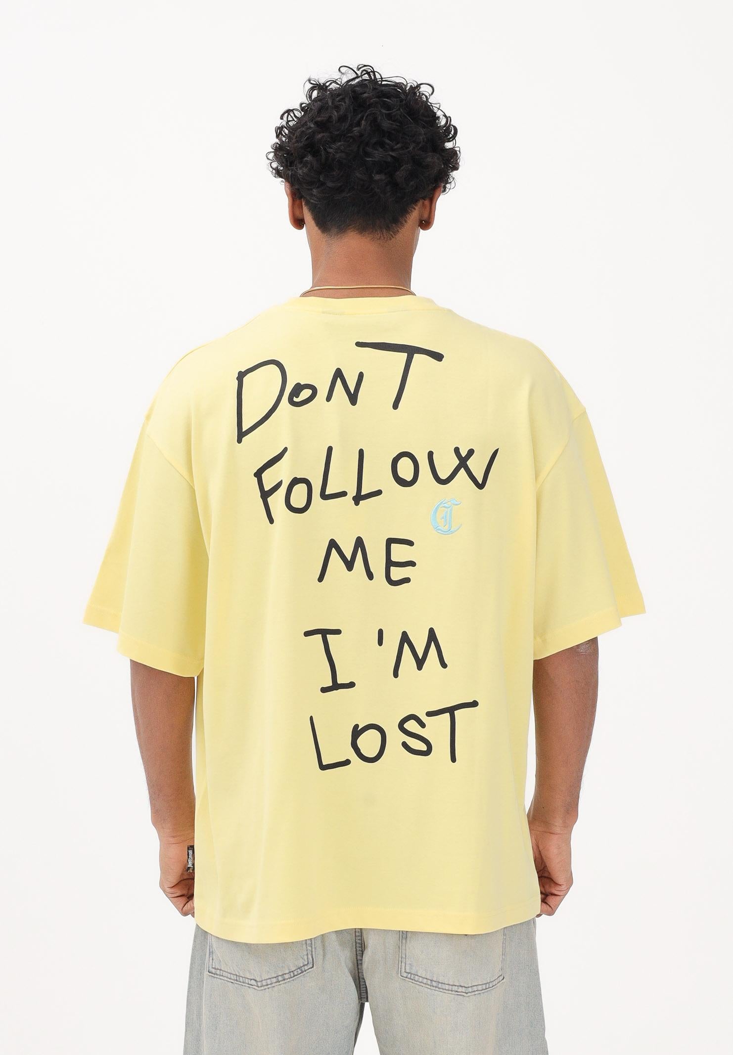 JUST CAVALLI T-shirt a manica corta gialla da uomo con stampa sul retro 80OAHE26CJ118 644 JUST CAVALLI 