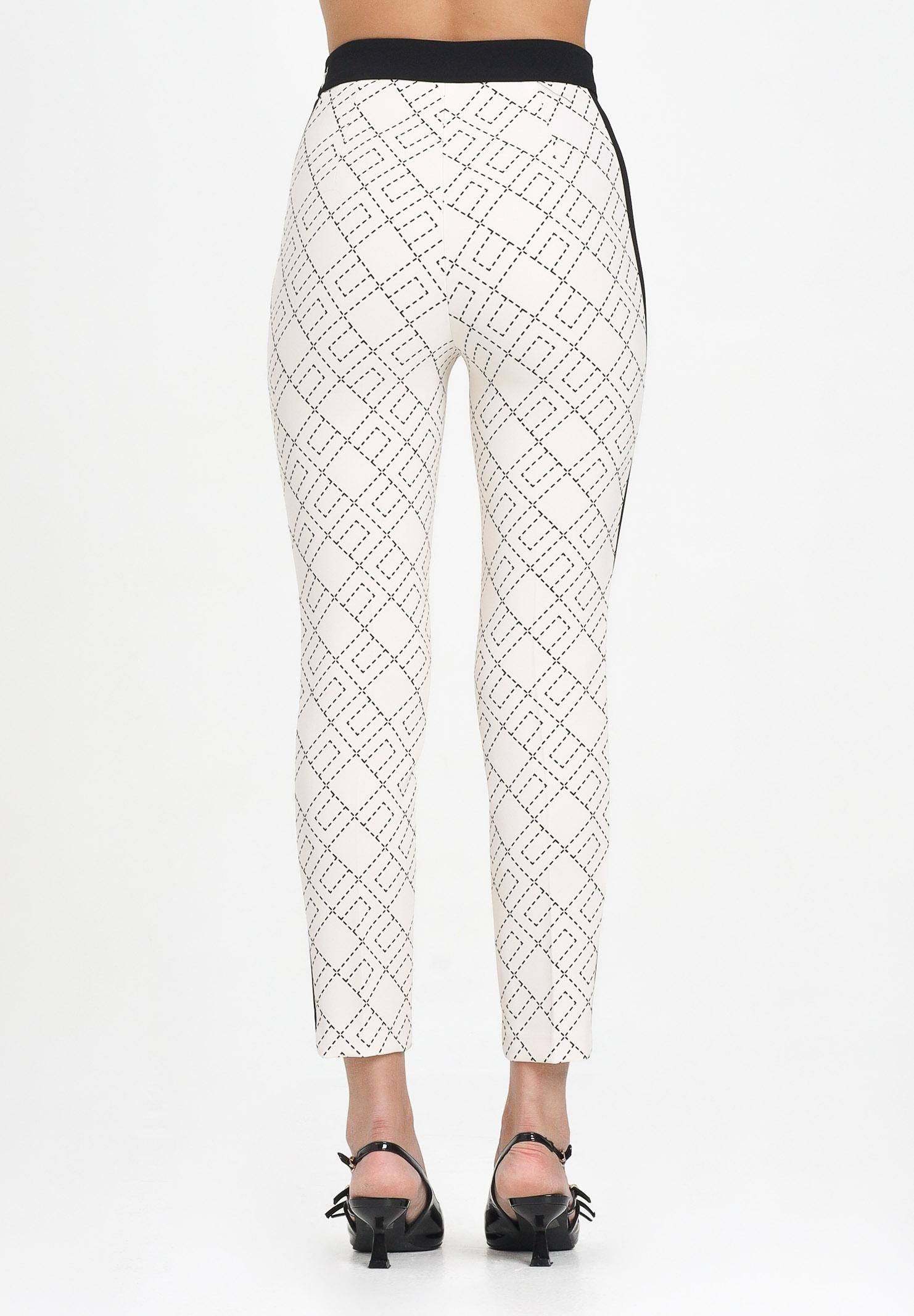 ELISABETTA FRANCHI Pantalone elegante panna da donna con stampa PAS0156E2 EF1 ELISABETTA FRANCHI 