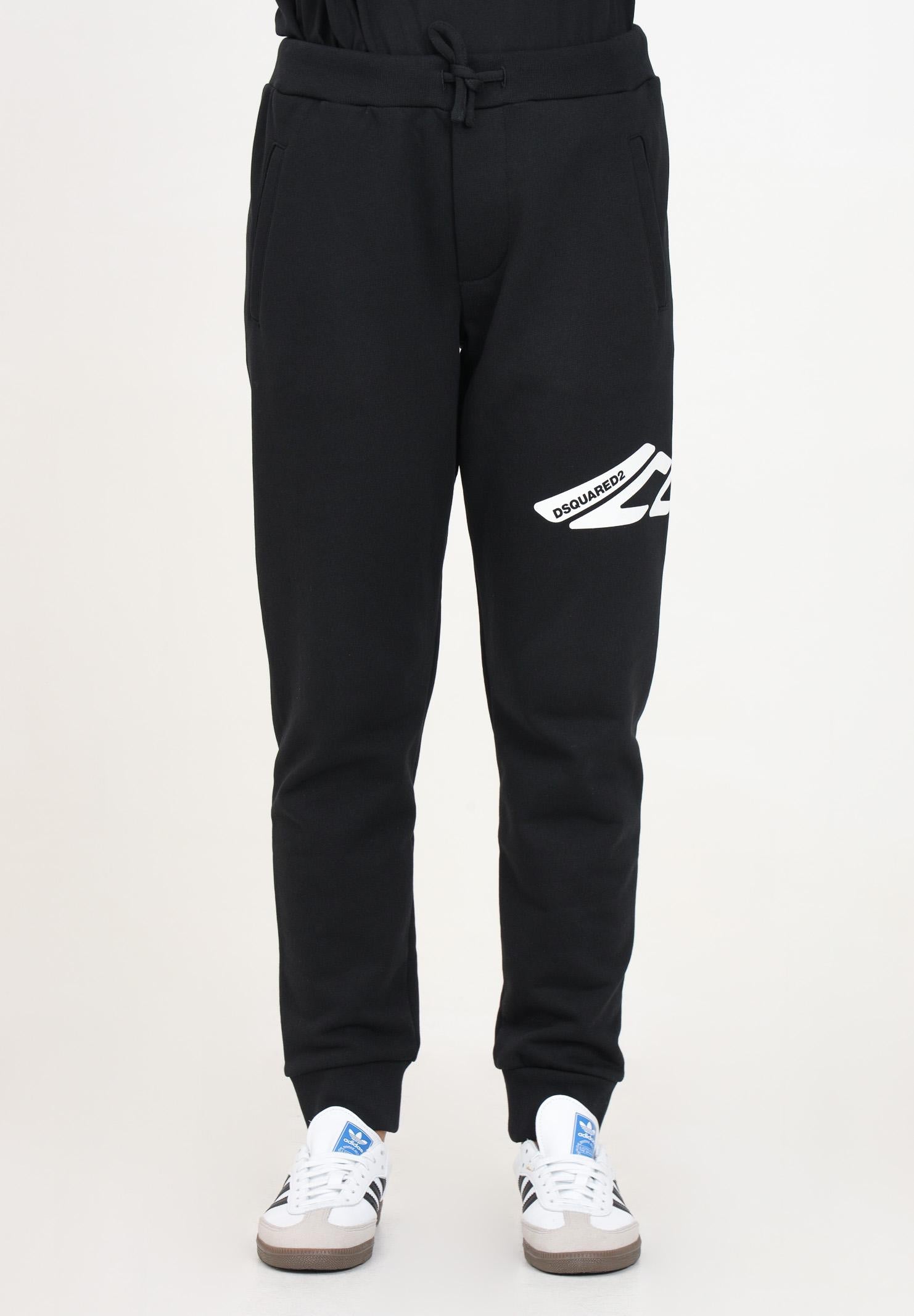 Pantalone sportivo nero per donna e bambina con stampa Icon DQ2662D003G DQ900 DSQUARED2 