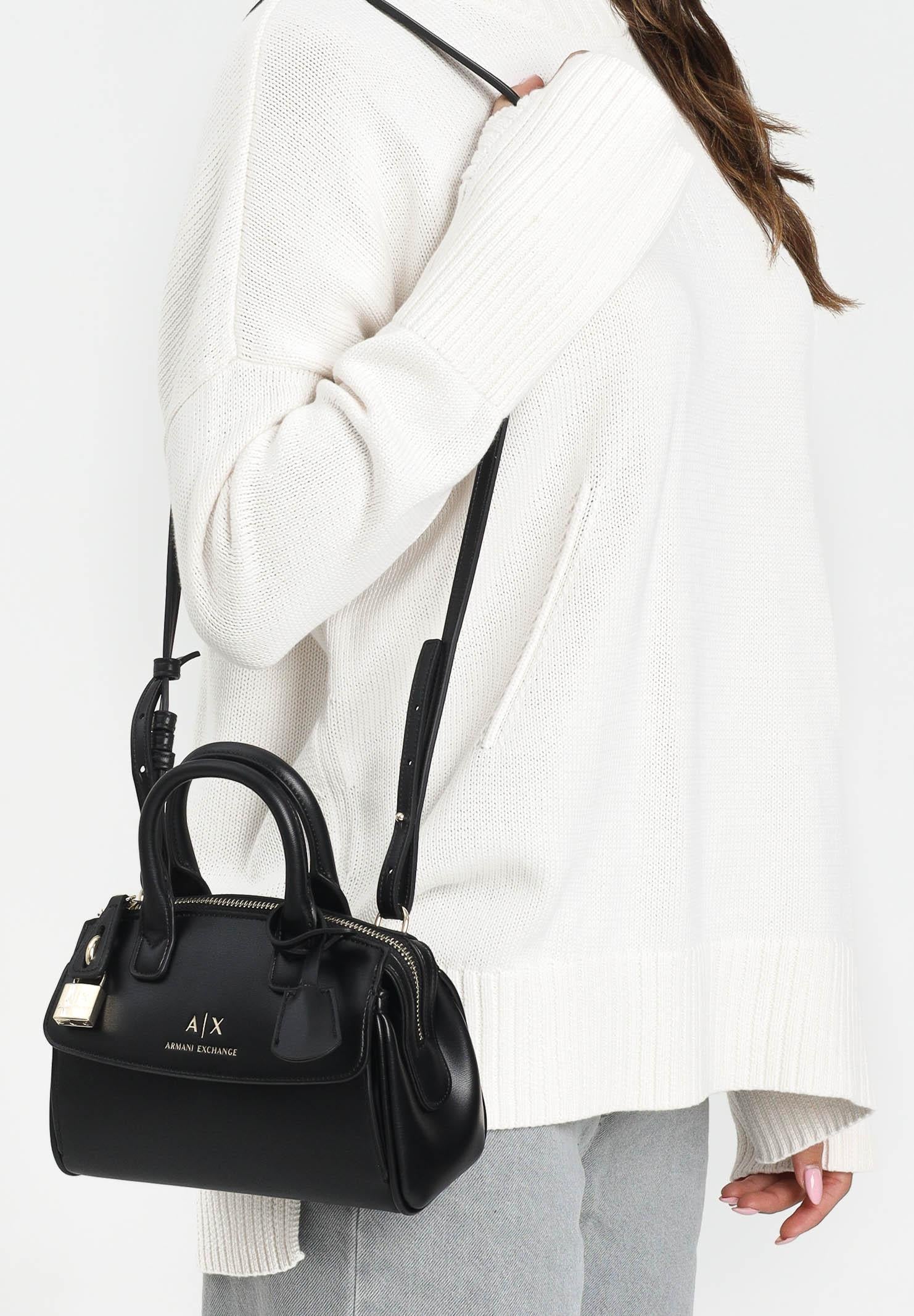 ARMANI EXCHANGE Borsa a mano nera da donna con lucchetto XW000395AF12040 UC001 ARMANI EXCHANGE 