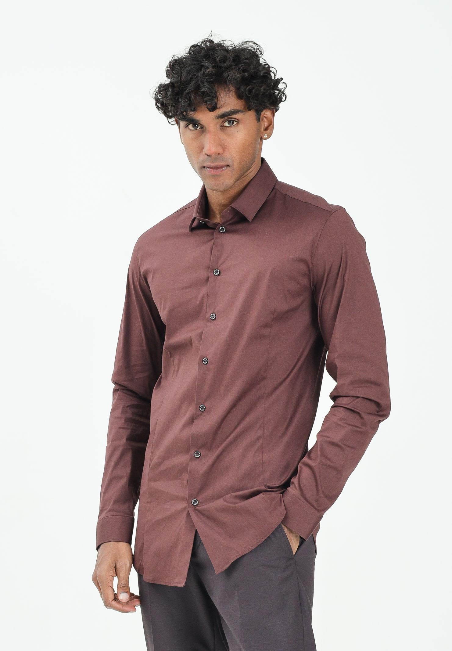 PATRIZIA PEPE Camicia a maniche lunghe bordeuax da uomo 5C0055A01 R883 PATRIZIA PEPE 