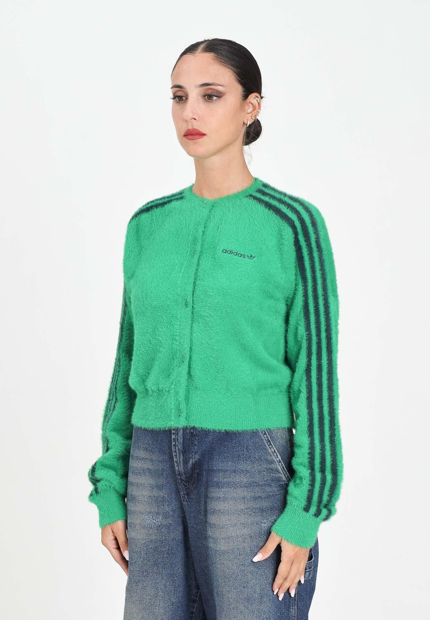 ADIDAS ORIGINALS Cardigan Fluffy Knitted verde da donna JW5177  ADIDAS ORIGINALS 