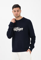 TOMMY HILFIGER Maglioncino girocollo blu da uomo con logo MW0MW41647 C1G TOMMY HILFIGER 