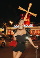 ELISABETTA FRANCHI Corpetto nero da donna in crêpe e duchesse TO02656E2 110 ELISABETTA FRANCHI 