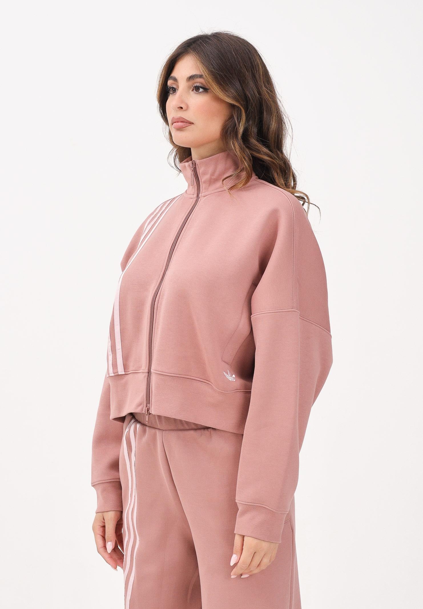 ADIDAS ORIGINALS Felpa con zip Off Placed 3 Stripes rosa da donna JW3609  ADIDAS ORIGINALS 