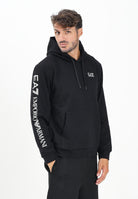 EA7 Felpa con cappuccio nera da uomo caratterizzata da stampa logo 7M000570AF10377 MC001 EA7 