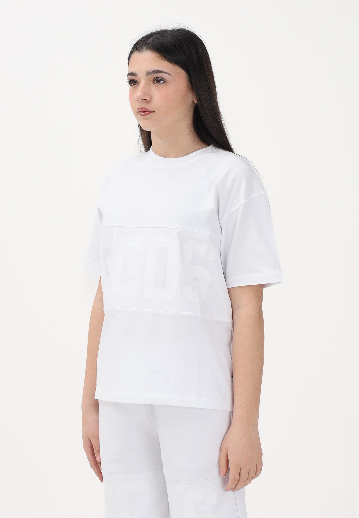 GCDS T-shirt a manica corta bianca per donna, ragazzi e bambini con logo Z0UJQC597J105 100A GCDS 