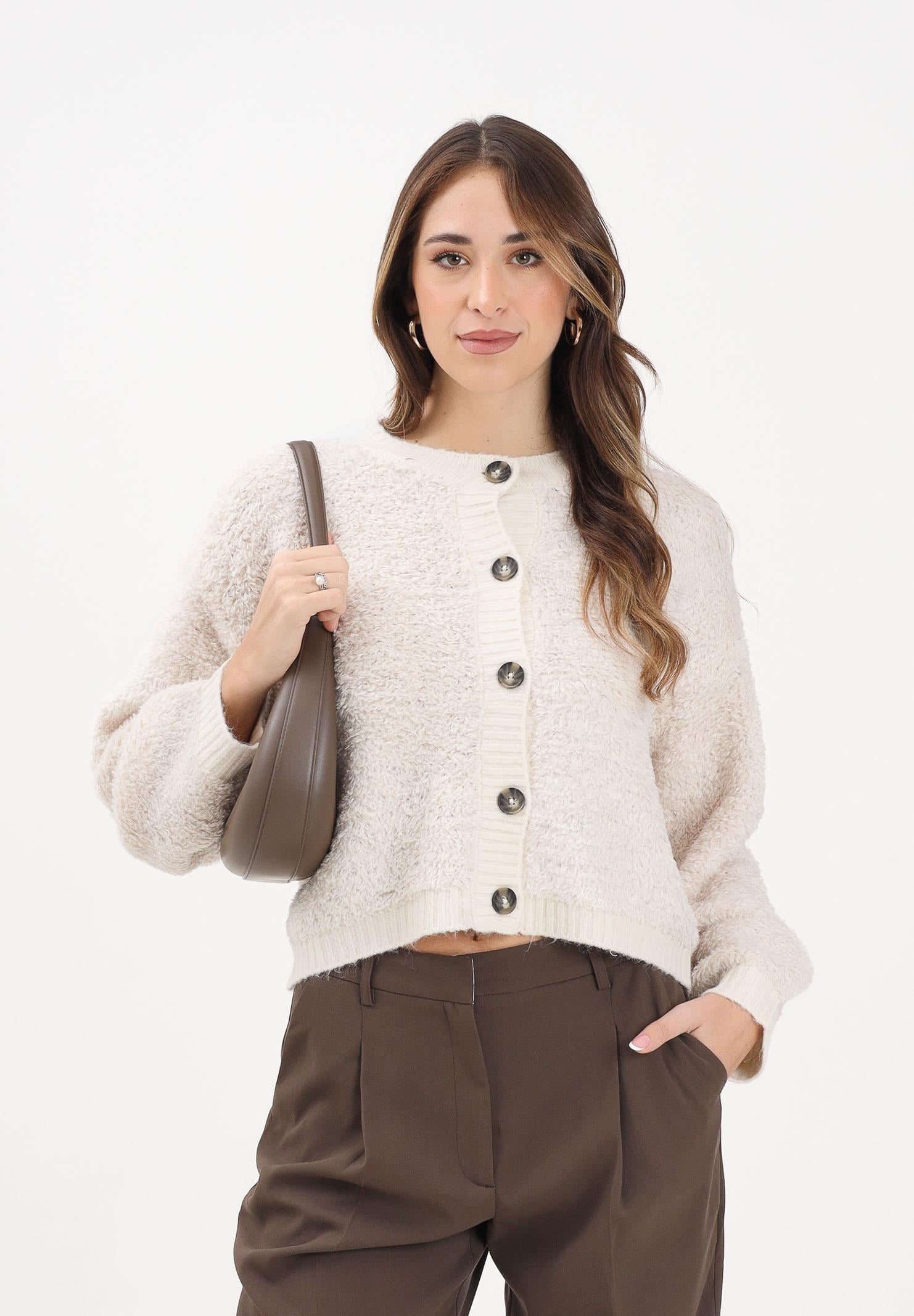 JDY Cardigan beige da donna in maglia bouclé 15337012 Birch JDY 