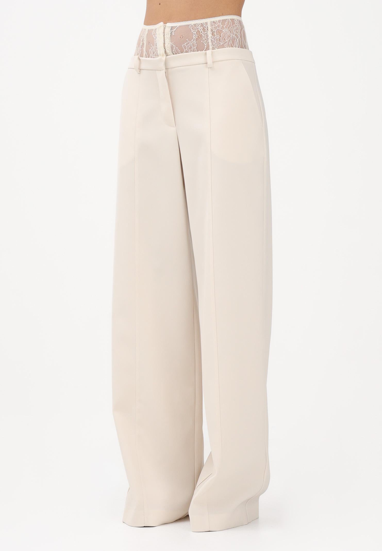 PATRIZIA PEPE Pantalone elegante panna da donna con vita in pizzo 8P0769A6F5 W409 PATRIZIA PEPE 