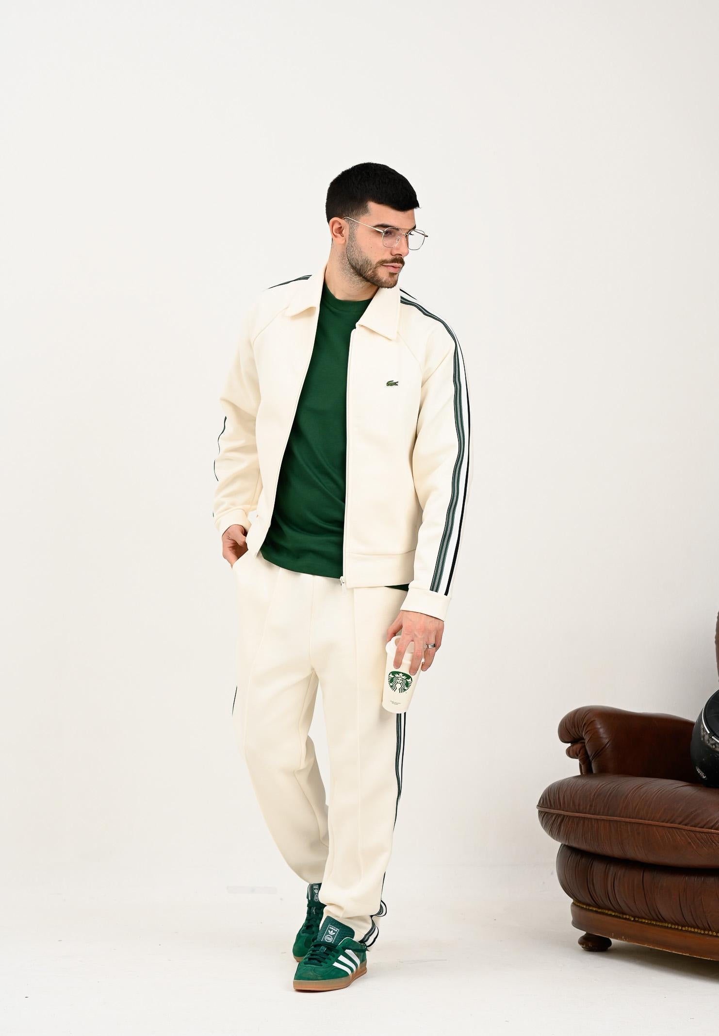 LACOSTE Pantalone panna da uomo con logo ricamato XH5824 XFJ LACOSTE 