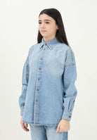 DIESEL Camicia Ckama in denim chiaro per donna, ragazze e bambine con logo Oval D mega-size J02307KXBNK K01 DIESEL 