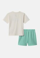 THE NORTH FACE Completino bianco e verde acqua da neonato con stampa logo NF0A8BA356R1 . THE NORTH FACE 