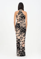 PINKO Abito lungo nude da donna con stampa flock nera 105603A2QD NZ8 PINKO 