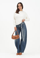 VICOLO Jeans ballon Denise in denim blu da donna con ciondolo DF5106 VU VICOLO 