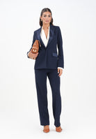 VICOLO Pantalone elegante blu da donna con bande laterali in raso TF0305 A89 VICOLO 